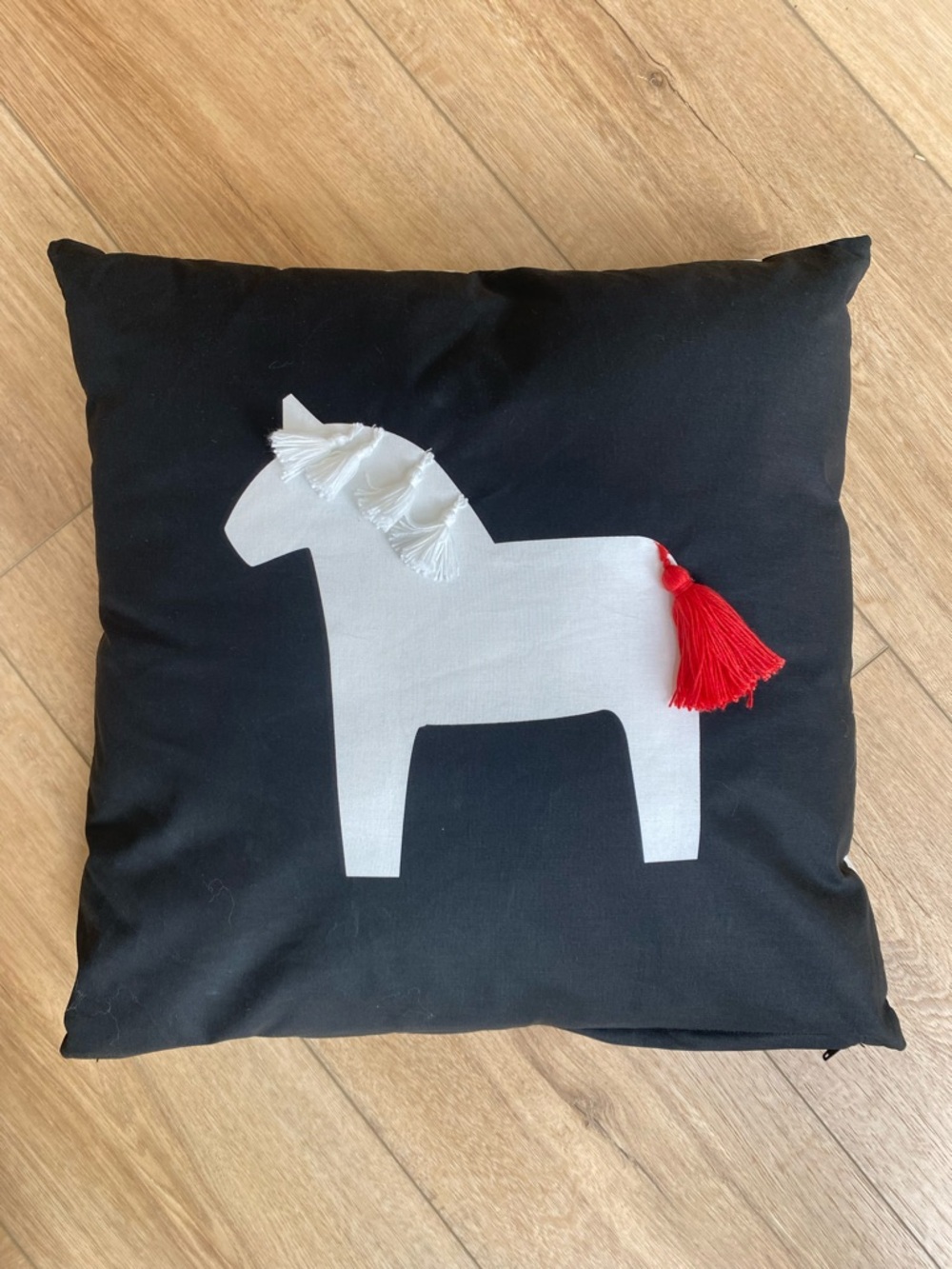 IKEA HASTHAGE Pillow Cover with Horse Motif and Tassels